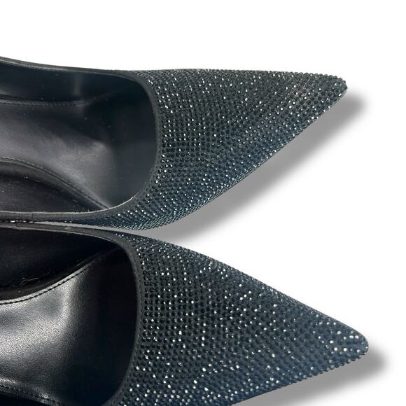 Michael Kors Maxine Pumps Size 8.5 Black Studded Rhienstone Pointed Toe Heels - Picture 5 of 15